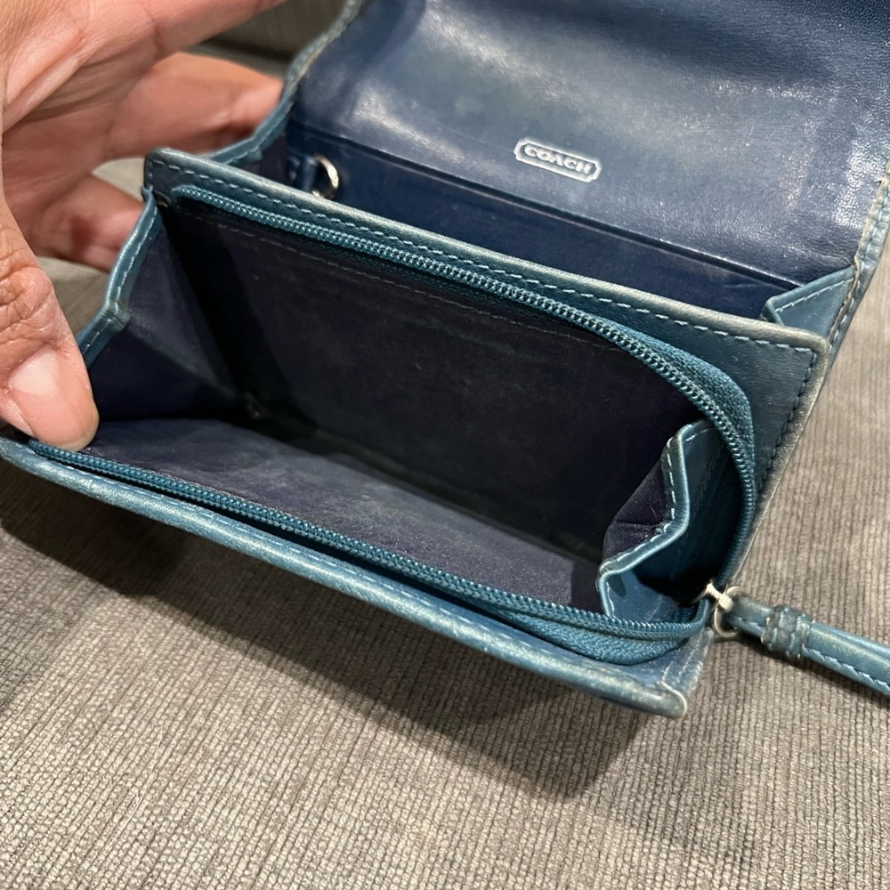 Coach Blue Signature Folding Wallet - Picture 4 of 7